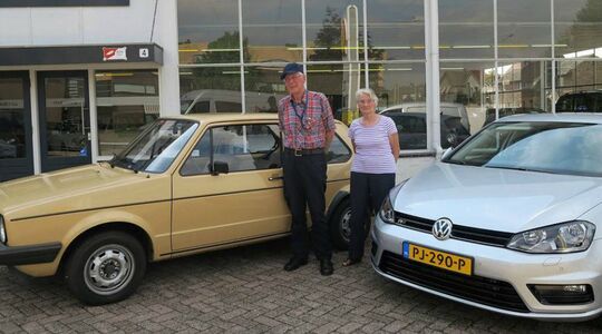 Illustratie voor: Broer en zus ruilen 38 jaar oude VW golf in met slechts 18.000 KM op de teller