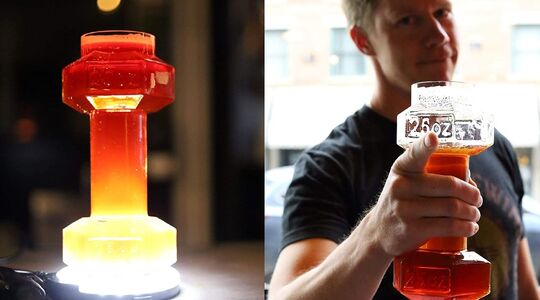 dumbbell beer glass