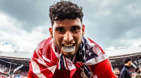 Ricardo Pepi tijdens de huldiging van PSV