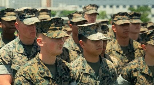 Een groep rekruten van het korps mariniers