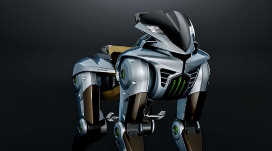 Voorzijde van vierpotige robotpaard Kawasaki