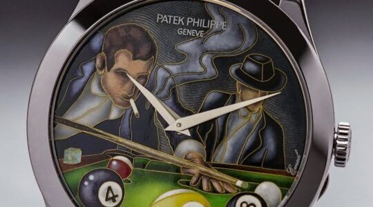 De wijzerplaat van de Patek Philippe Calatrava Billiards.