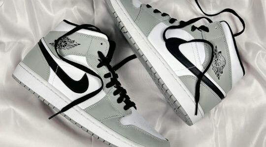 Een paar Nike Air Jordan in het grijs