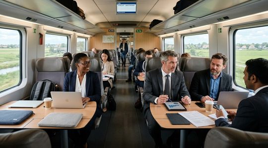 Zakenlui in de trein.