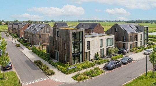 Nieuwe woningen, waarmee het kabinet de woningnood wil oplossen.