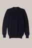 Donkerblauwe trui combineren in outfit
