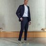 donkerblauw pak heren navy tweeknoops